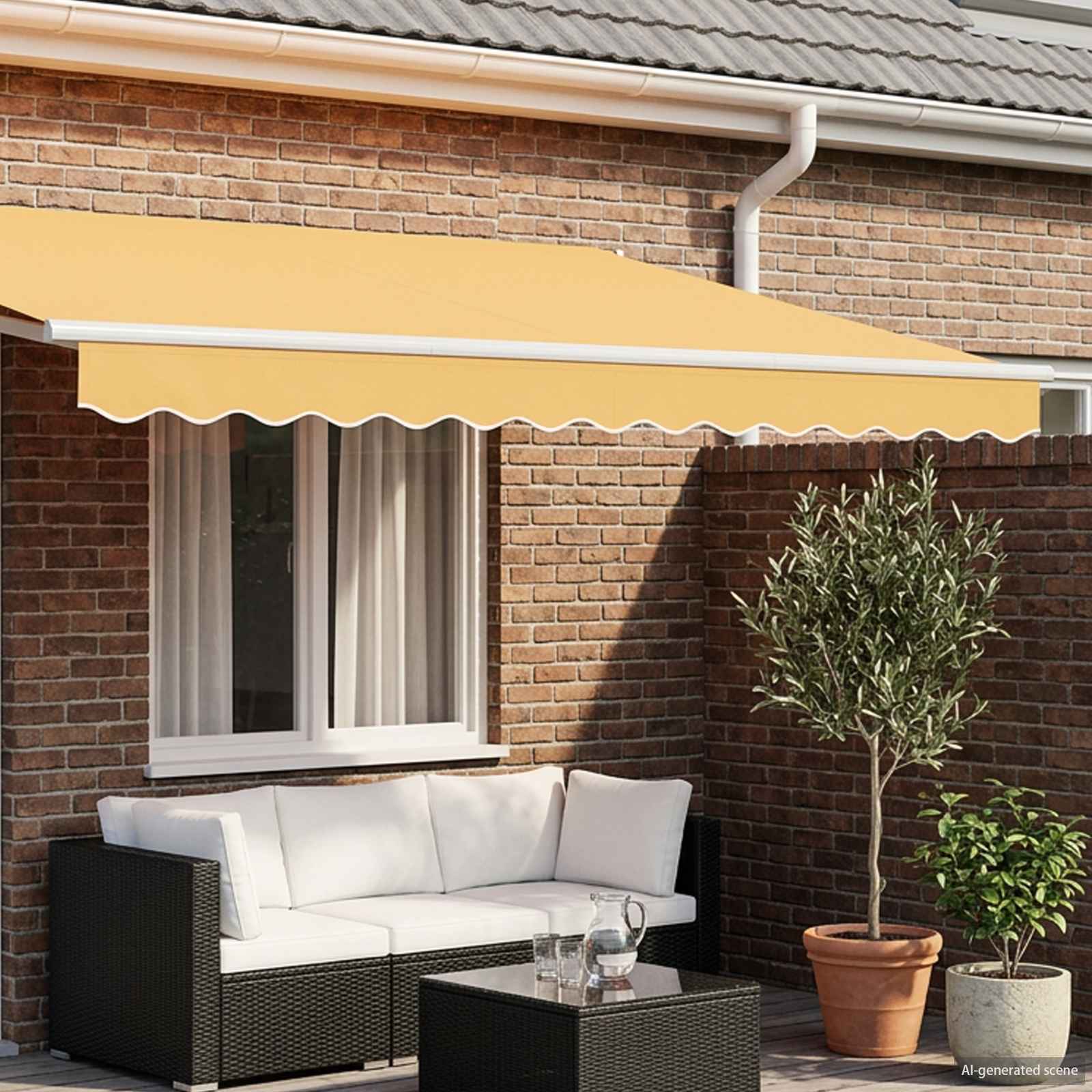 Vervangende markies volant Zand 4 m Polyester – afbeelding 1